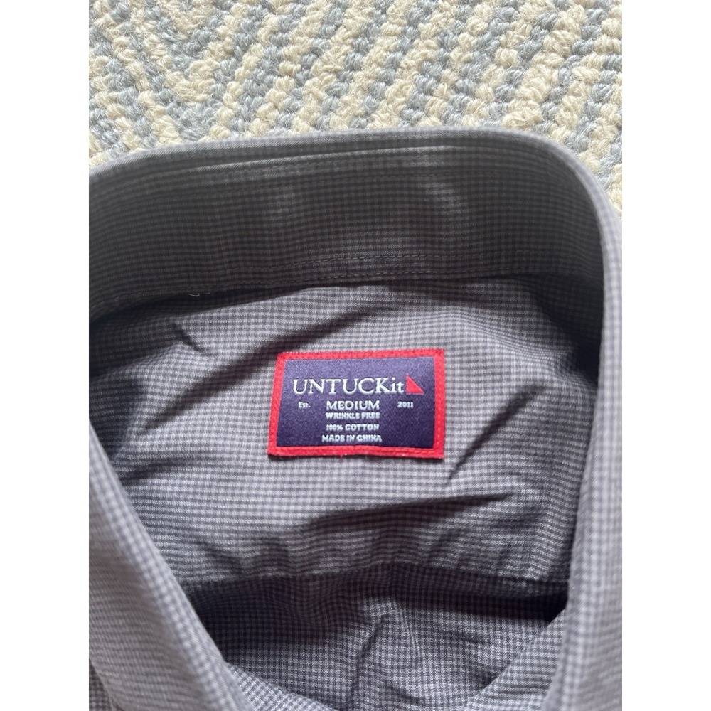 UNTUCKit Long‎ Sleeve Button Shirt - Gray Check - Medium - Picture 4 of 5
